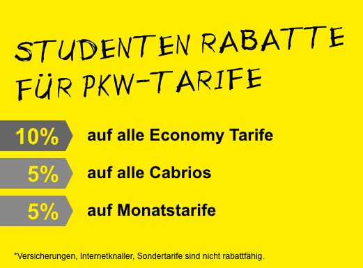 STARCAR Autovermietung Studentenrabatte Banner